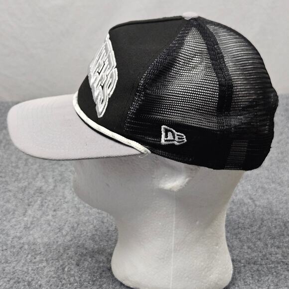New Era Yankees Rope Trucker Hat Black White Snapback Mesh Cap Distressed - Picture 4 of 7